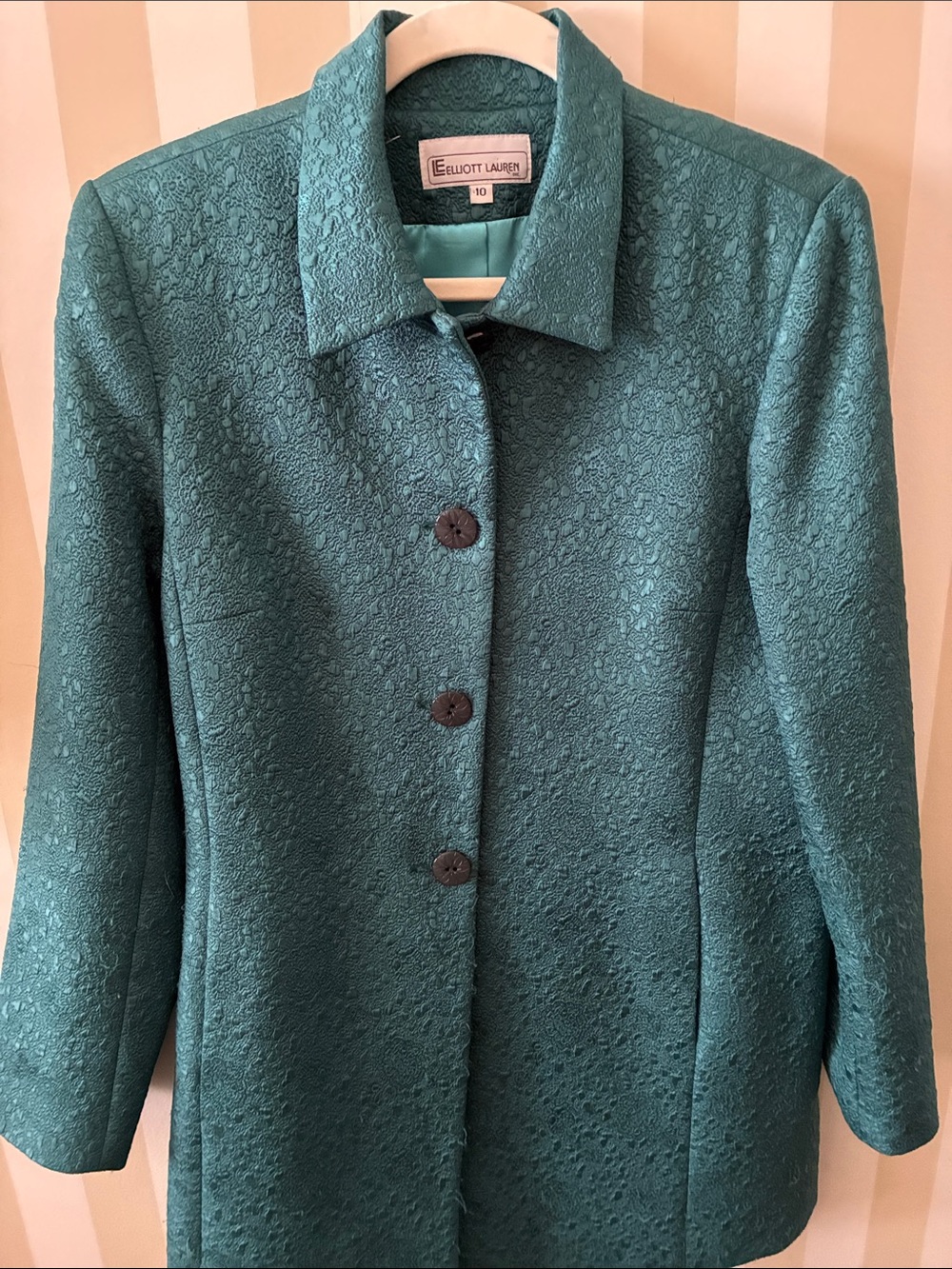 Elliott Lauren Women’s Teal Textured Brocade Jacket